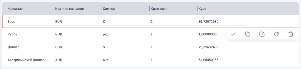 Рисунок 5 — Редактируемый реестр записей