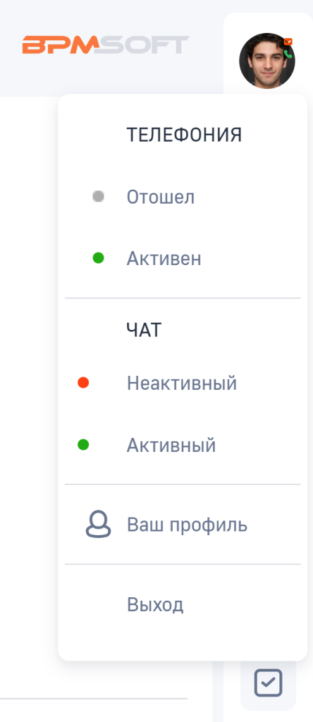 Рисунок 9 — Настройка статуса профиля пользователя.png