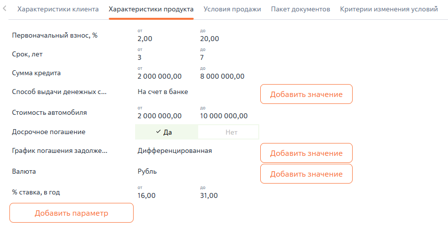 Рисунок 9 — Характеристики продукта Рисунок 9 — Характеристики продукта