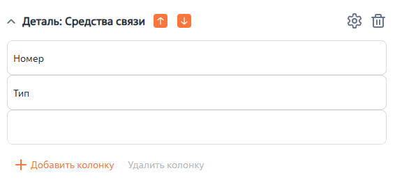 Рисунок 4 — Колонки встроенной детали «Средства связи»