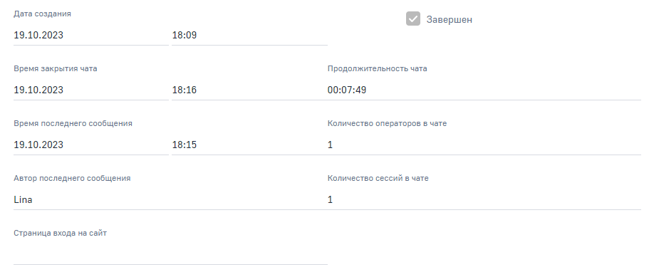 Рисунок 6 — Общие данные страницы чата