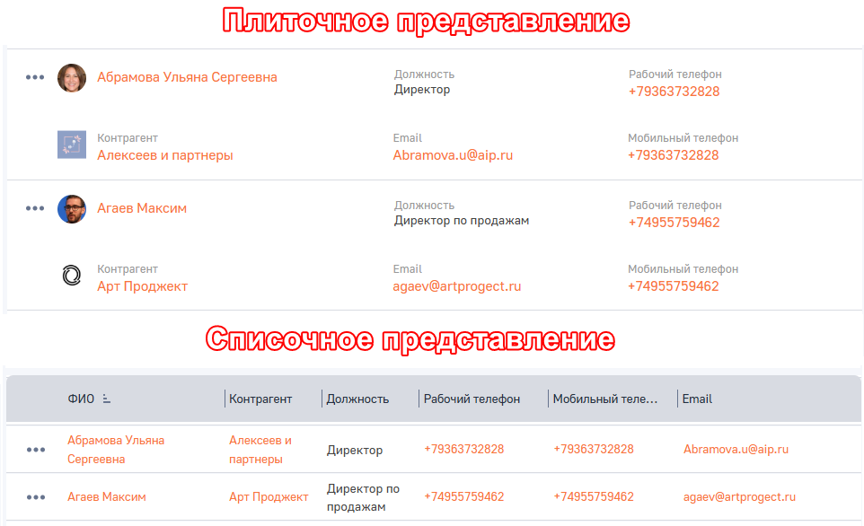 Рисунок 6 — Виды реестра записей