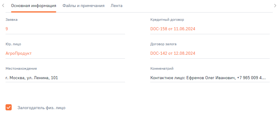 Рисунок 5 — Группа полей вкладки «Основная информация»