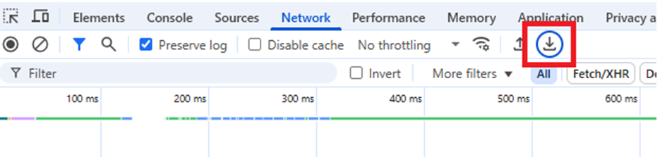 Рисунок 5 — Экспорт HAR-файла