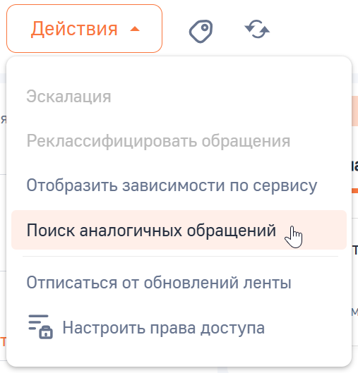 Рисунок 8 — Действие «Поиск аналогичных обращений»