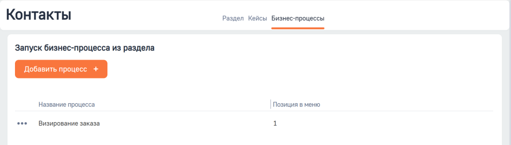 Рисунок 2 — Страница настройки бизнес-процессов в разделе