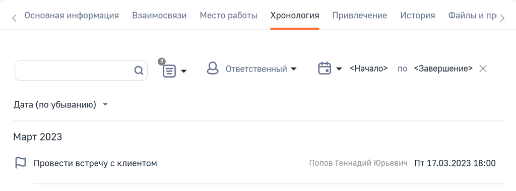 Рисунок 32 — Вкладка «Хронология»