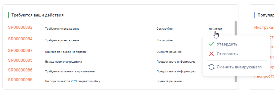 Рисунок 2 — Виджет «Требуются ваши действия» Рисунок 2 — Виджет «Требуются ваши действия»