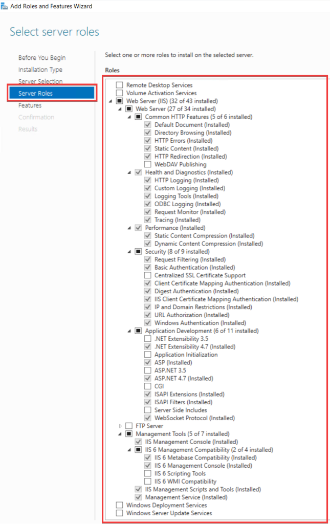 Рисунок 4 — Вкладка Server Role окна Add Roles and Features Wizard