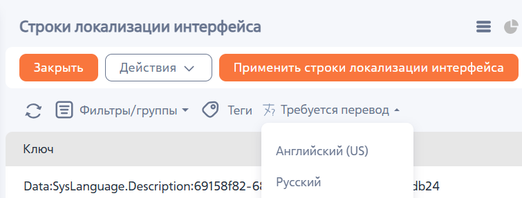 Рисунок 3 — Быстрый фильтр «Требуется перевод»