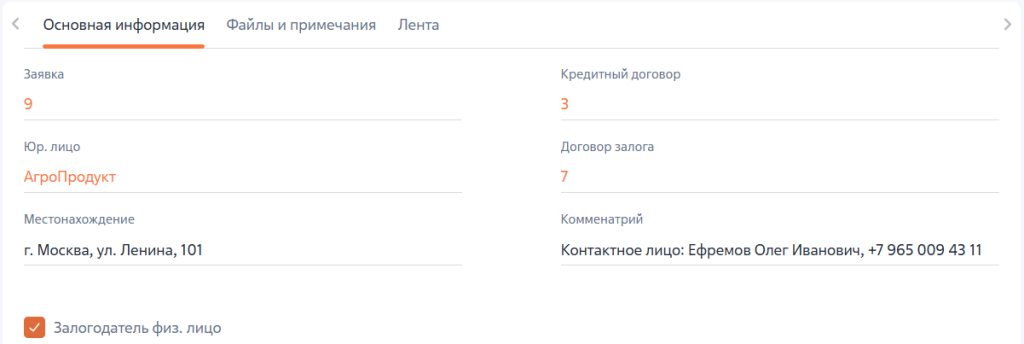 Рисунок 5 — Группа полей вкладки «Основная информация»