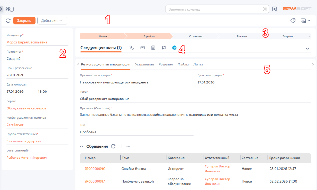 Рисунок 2 — Страница проблемы