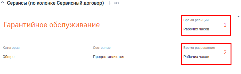 Рисунок 4 — Данные для расчета сроков в стратегии «По сервису в сервисном договоре»